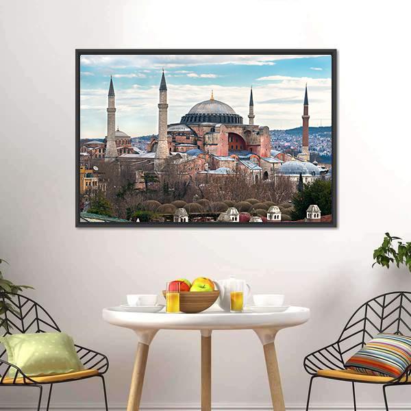 Hagia Sophia Mosque Canvas Wall Art-1 Piece-Floating Frame-24" x 16"-Tiaracle