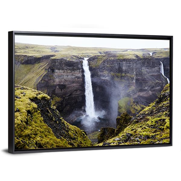 Haifoss Waterfall Canvas Wall Art-3 Horizontal-Gallery Wrap-25" x 16"-Tiaracle