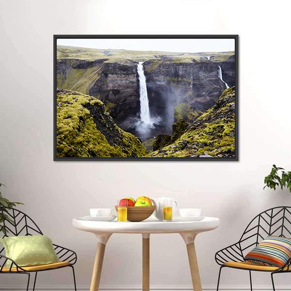 Haifoss Waterfall Canvas Wall Art-3 Horizontal-Gallery Wrap-25" x 16"-Tiaracle