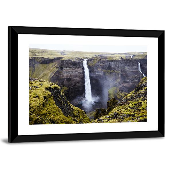 Haifoss Waterfall Canvas Wall Art-3 Horizontal-Gallery Wrap-25" x 16"-Tiaracle