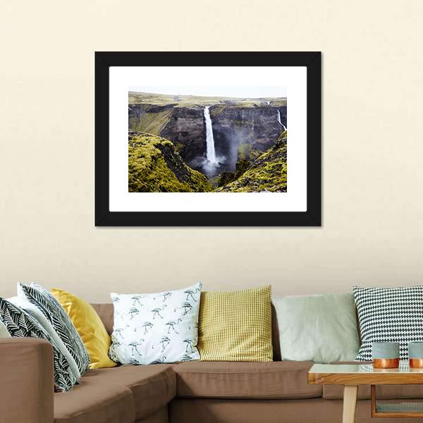 Haifoss Waterfall Canvas Wall Art-3 Horizontal-Gallery Wrap-25" x 16"-Tiaracle