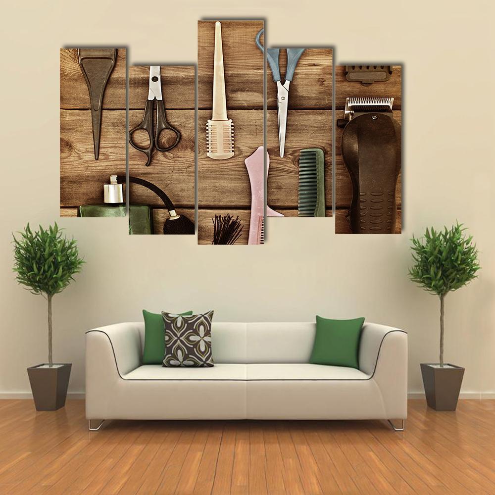 Hairdressing Accessories Canvas Wall Art-5 Pop-Gallery Wrap-47" x 32"-Tiaracle