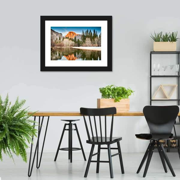 Half Dome In Merced River Canvas Wall Art-5 Horizontal-Gallery Wrap-22" x 12"-Tiaracle