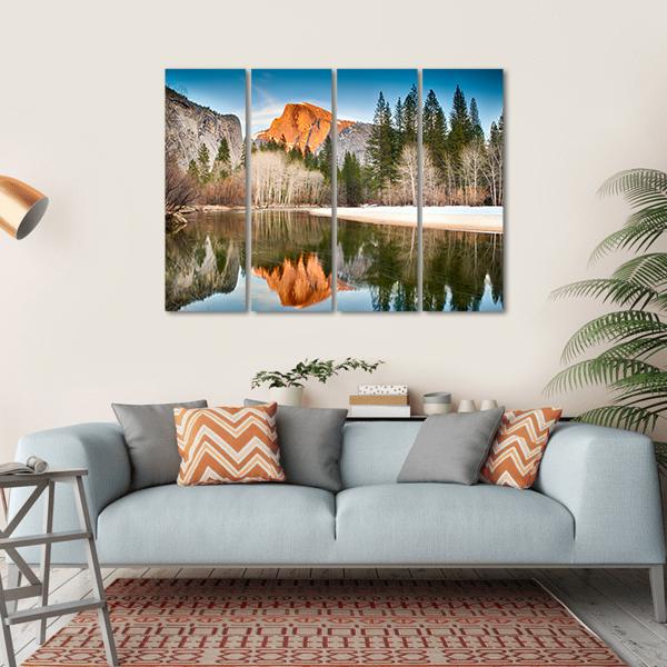 Half Dome In Merced River Canvas Wall Art-4 Horizontal-Gallery Wrap-34" x 24"-Tiaracle