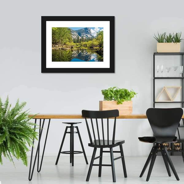 Half Dome Reflecting In Mirror Lake Canvas Wall Art-3 Horizontal-Gallery Wrap-25" x 16"-Tiaracle
