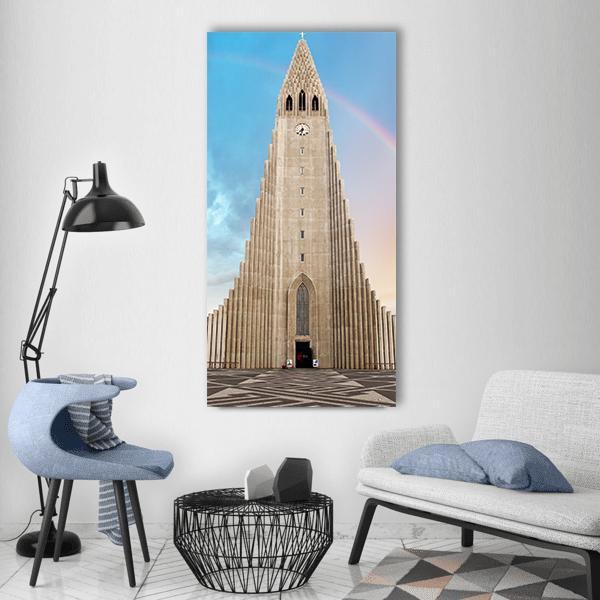 Hallgrimskirkja Cathedral Vertical Canvas Wall Art-3 Vertical-Gallery Wrap-12" x 25"-Tiaracle