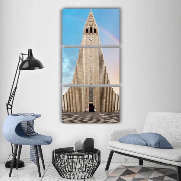 Hallgrimskirkja Cathedral Vertical Canvas Wall Art-3 Vertical-Gallery Wrap-12" x 25"-Tiaracle