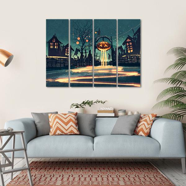 Halloween Night Canvas Wall Art-4 Horizontal-Gallery Wrap-34" x 24"-Tiaracle