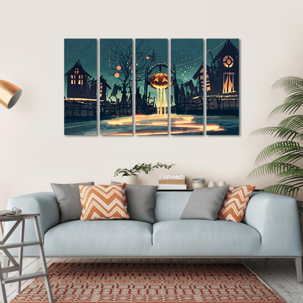 Halloween Night Canvas Wall Art-5 Horizontal-Gallery Wrap-22" x 12"-Tiaracle