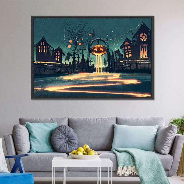 Halloween Night Canvas Wall Art-5 Horizontal-Gallery Wrap-22" x 12"-Tiaracle