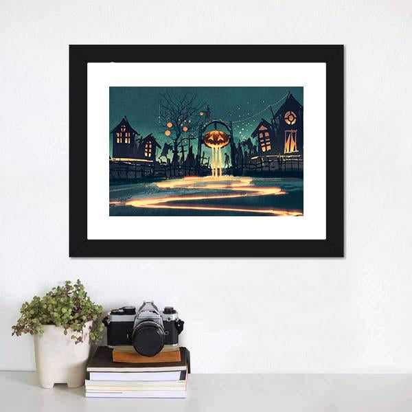 Halloween Night Canvas Wall Art-1 Piece-Framed Print-20&quot; x 16&quot;-Tiaracle