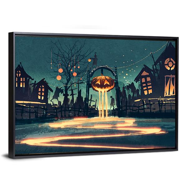 Halloween Night Canvas Wall Art-5 Horizontal-Gallery Wrap-22" x 12"-Tiaracle
