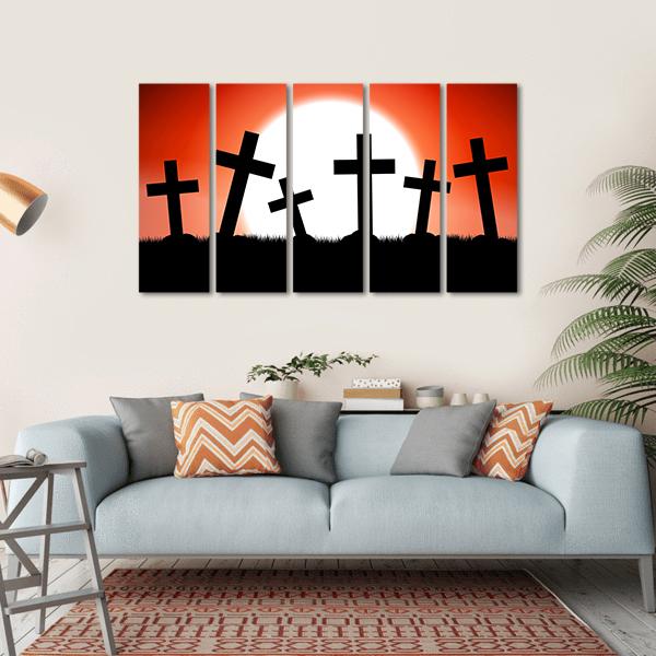 Halloween Theme Red Moon Canvas Wall Art-5 Horizontal-Gallery Wrap-22" x 12"-Tiaracle