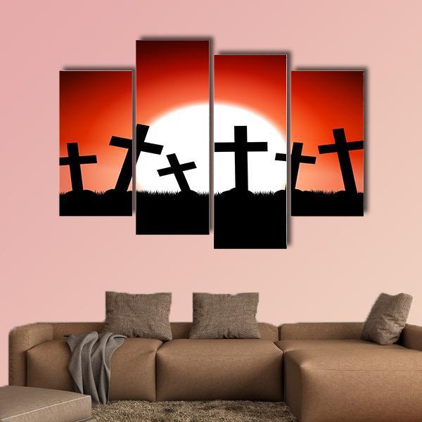 Halloween Theme Red Moon Canvas Wall Art-4 Pop-Gallery Wrap-50" x 32"-Tiaracle