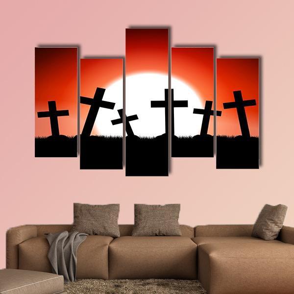 Halloween Theme Red Moon Canvas Wall Art-5 Pop-Gallery Wrap-47" x 32"-Tiaracle