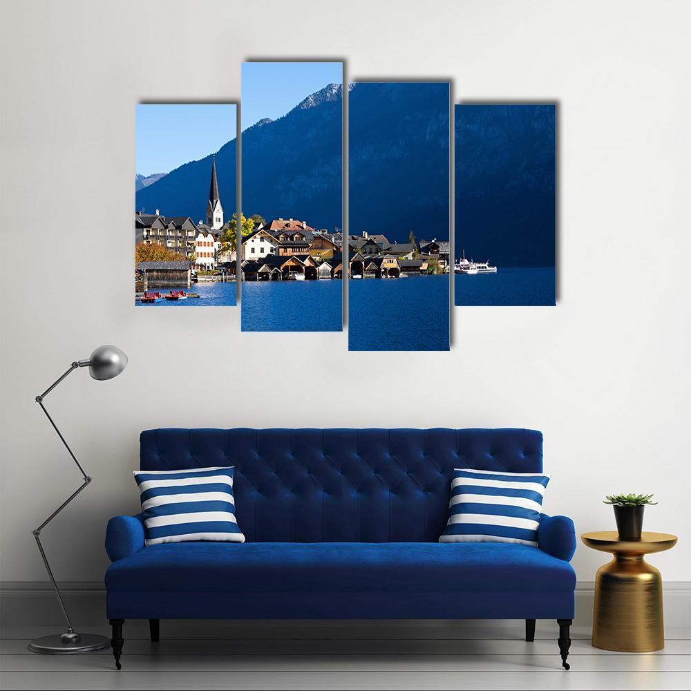Hallstatt In Austria Canvas Wall Art-4 Pop-Gallery Wrap-50" x 32"-Tiaracle