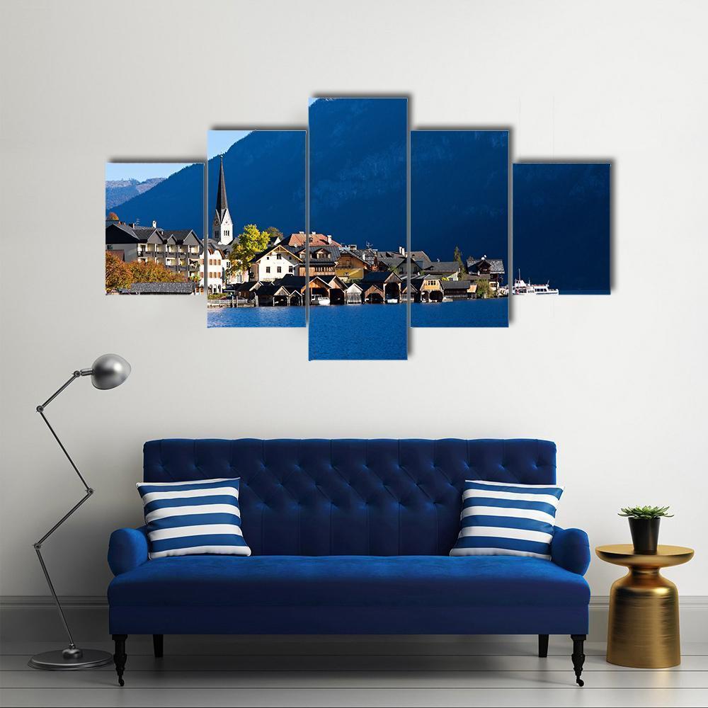 Hallstatt In Austria Canvas Wall Art-5 Star-Gallery Wrap-62" x 32"-Tiaracle