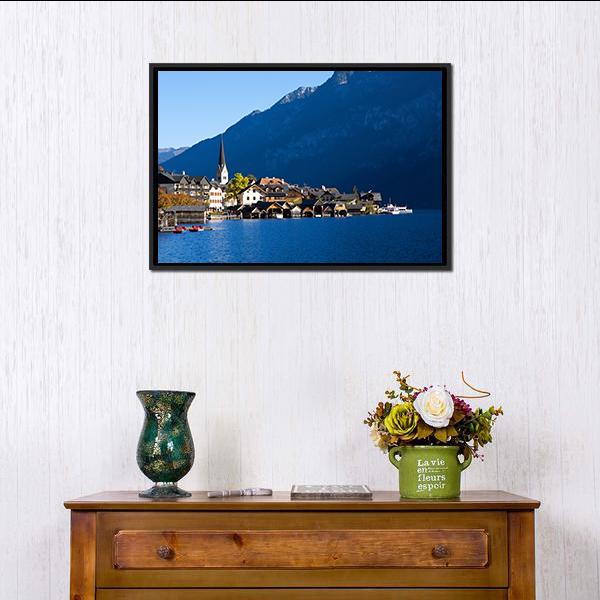 Hallstatt In Austria Canvas Wall Art-1 Piece-Floating Frame-24" x 16"-Tiaracle