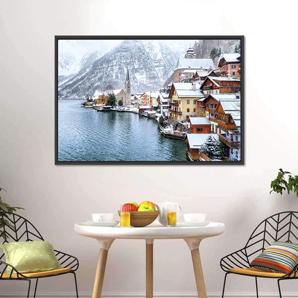 Hallstatt In Winter Austria Canvas Wall Art-5 Horizontal-Gallery Wrap-22" x 12"-Tiaracle