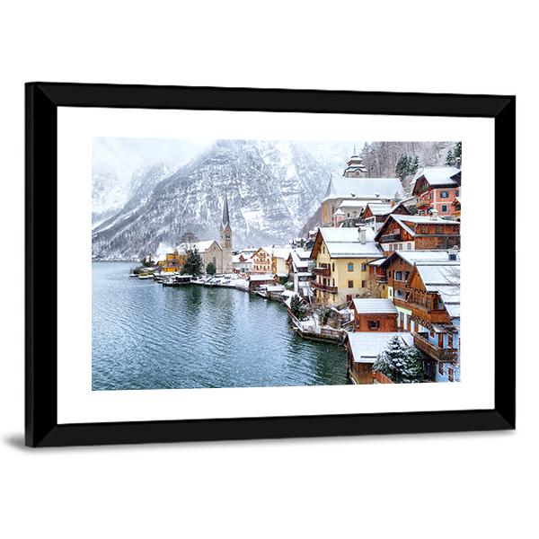 Hallstatt In Winter Austria Canvas Wall Art-3 Horizontal-Gallery Wrap-25" x 16"-Tiaracle