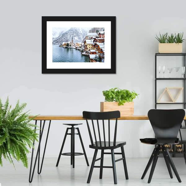 Hallstatt In Winter Austria Canvas Wall Art-3 Horizontal-Gallery Wrap-25" x 16"-Tiaracle