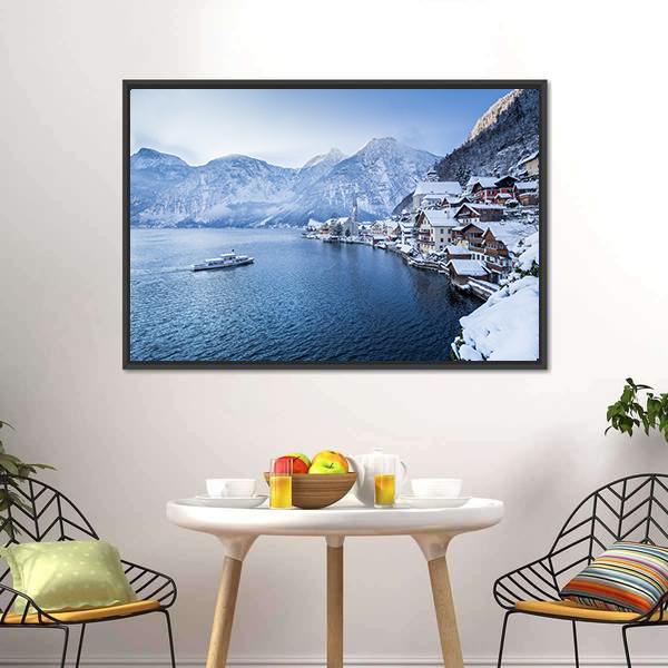 Hallstatt Lake In Winter Canvas Wall Art-5 Horizontal-Gallery Wrap-22" x 12"-Tiaracle