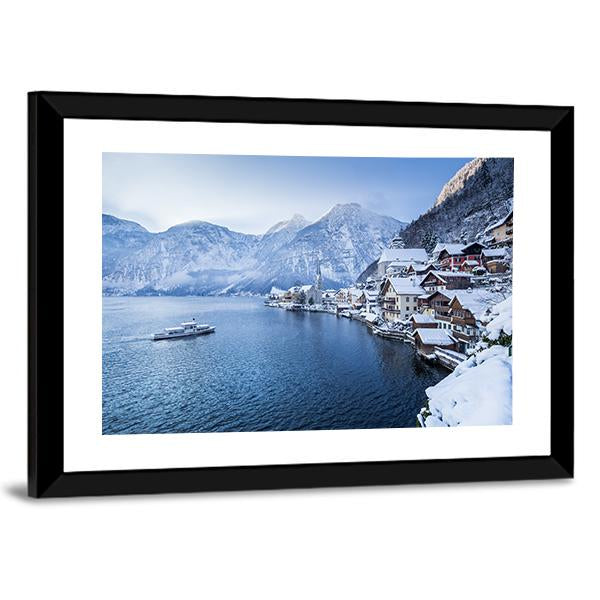 Hallstatt Lake In Winter Canvas Wall Art-5 Horizontal-Gallery Wrap-22" x 12"-Tiaracle