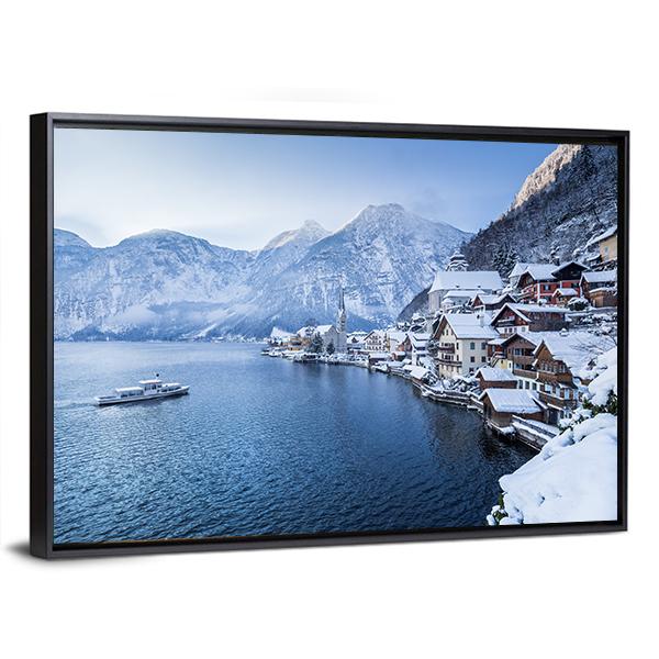 Hallstatt Lake In Winter Canvas Wall Art-5 Horizontal-Gallery Wrap-22" x 12"-Tiaracle