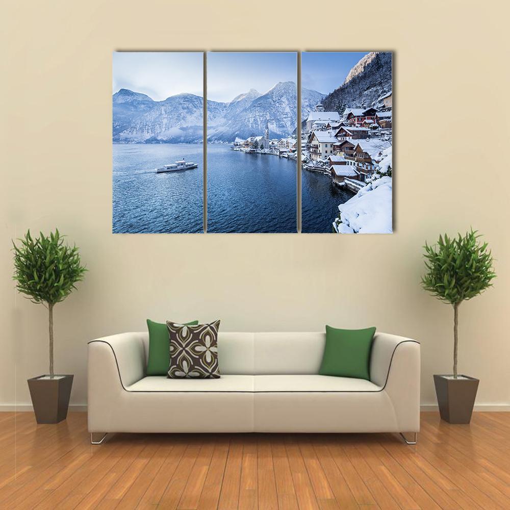 Hallstatt Lake In Winter Canvas Wall Art-3 Horizontal-Gallery Wrap-37" x 24"-Tiaracle