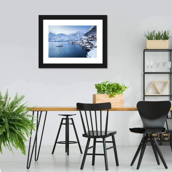 Hallstatt Lake In Winter Canvas Wall Art-3 Horizontal-Gallery Wrap-25" x 16"-Tiaracle