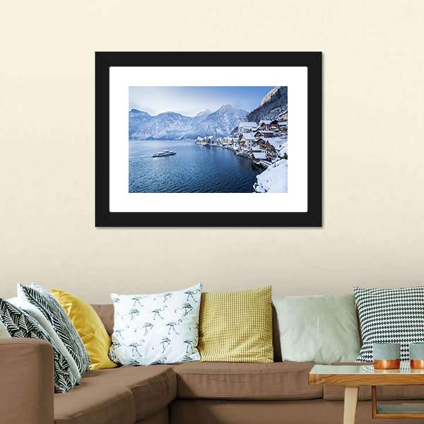 Hallstatt Lake In Winter Canvas Wall Art-3 Horizontal-Gallery Wrap-25" x 16"-Tiaracle