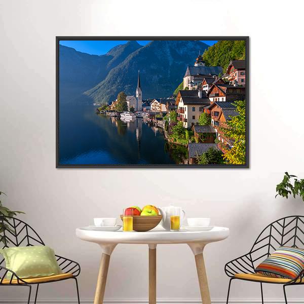 Hallstatt Village On Alpine Lake Canvas Wall Art-3 Horizontal-Gallery Wrap-25" x 16"-Tiaracle