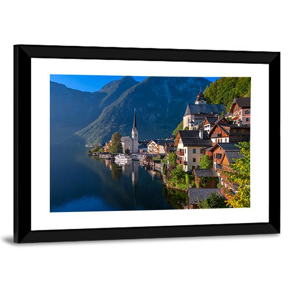 Hallstatt Village On Alpine Lake Canvas Wall Art-3 Horizontal-Gallery Wrap-25" x 16"-Tiaracle