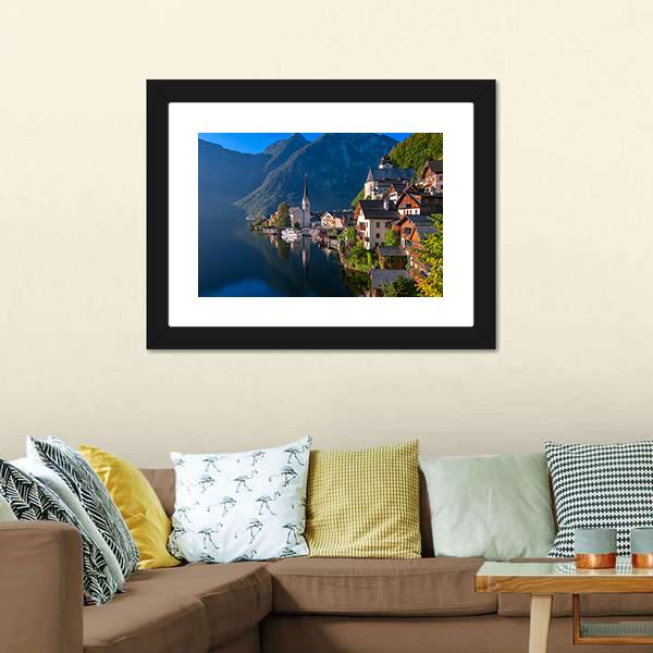 Hallstatt Village On Alpine Lake Canvas Wall Art-5 Horizontal-Gallery Wrap-22" x 12"-Tiaracle