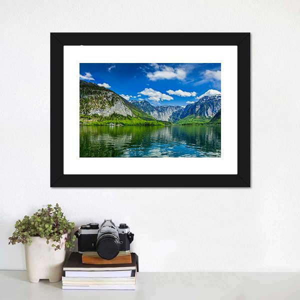 Hallstatter See Mountain Lake Austria Canvas Wall Art-1 Piece-Framed Print-20" x 16"-Tiaracle