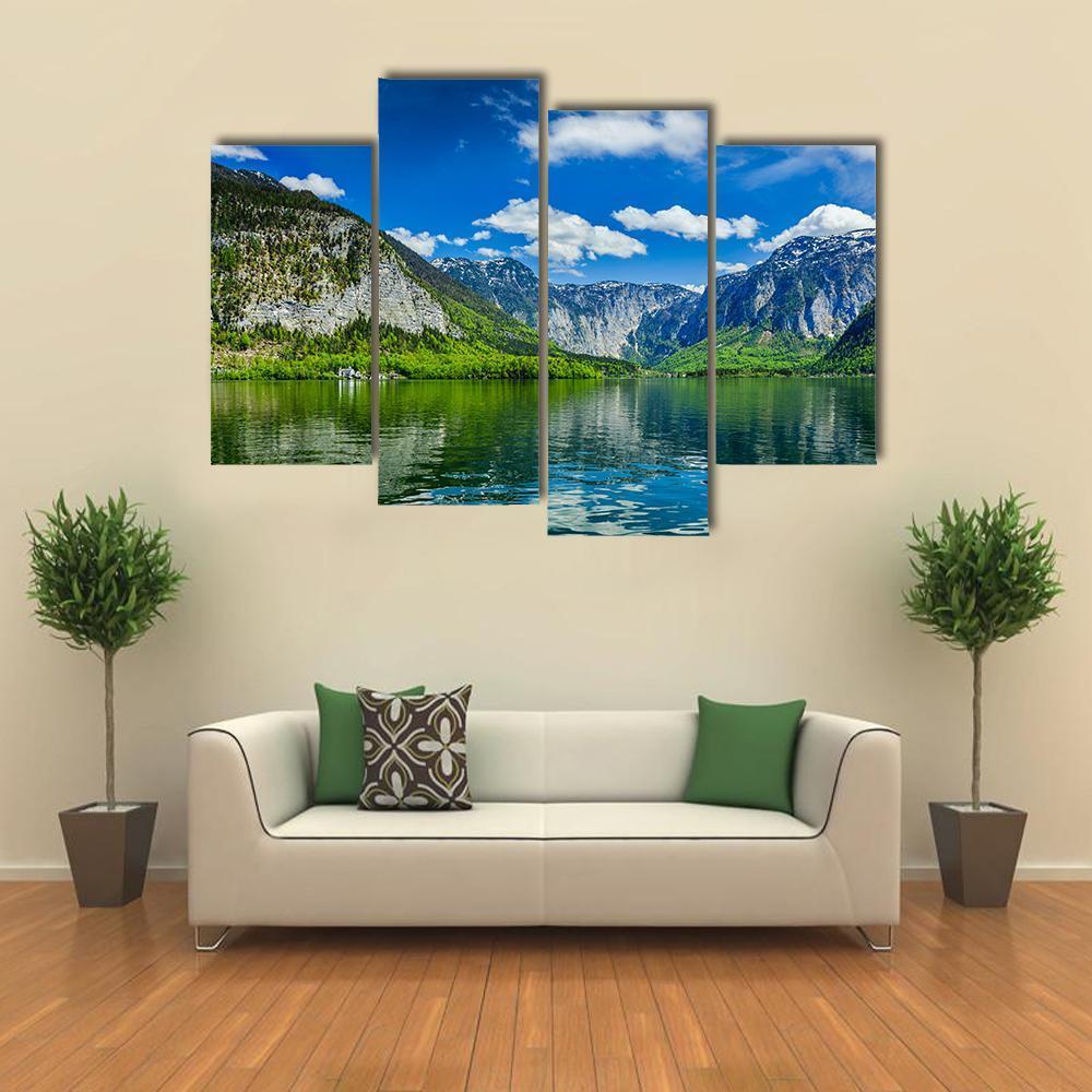 Hallstatter See Mountain Lake Austria Canvas Wall Art-4 Pop-Gallery Wrap-50" x 32"-Tiaracle