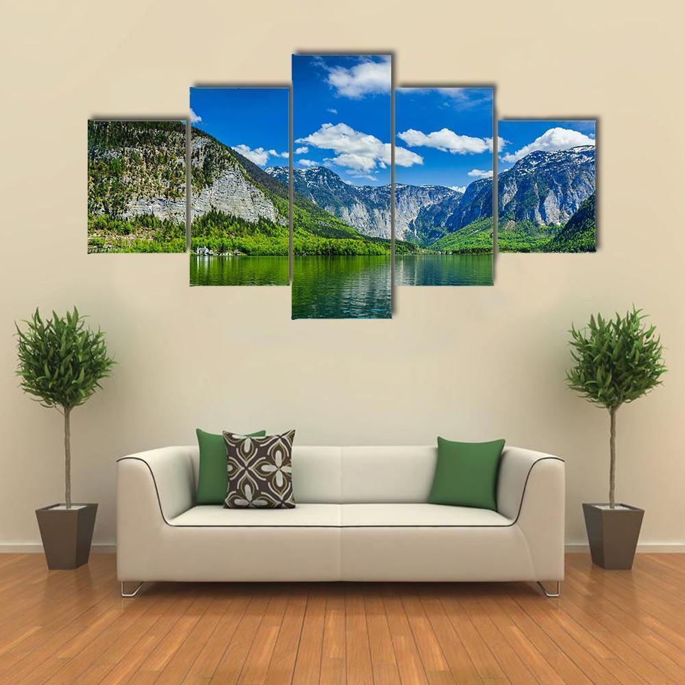 Hallstatter See Mountain Lake Austria Canvas Wall Art-5 Pop-Gallery Wrap-47" x 32"-Tiaracle