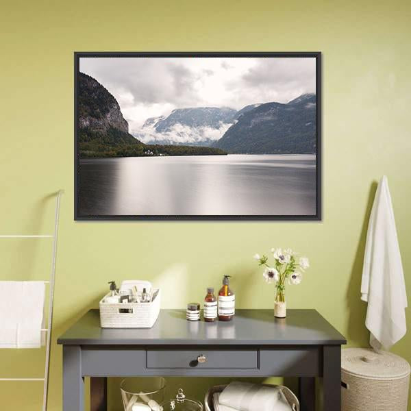 Hallstatter See Mountain Lake Canvas Wall Art-1 Piece-Floating Frame-24" x 16"-Tiaracle