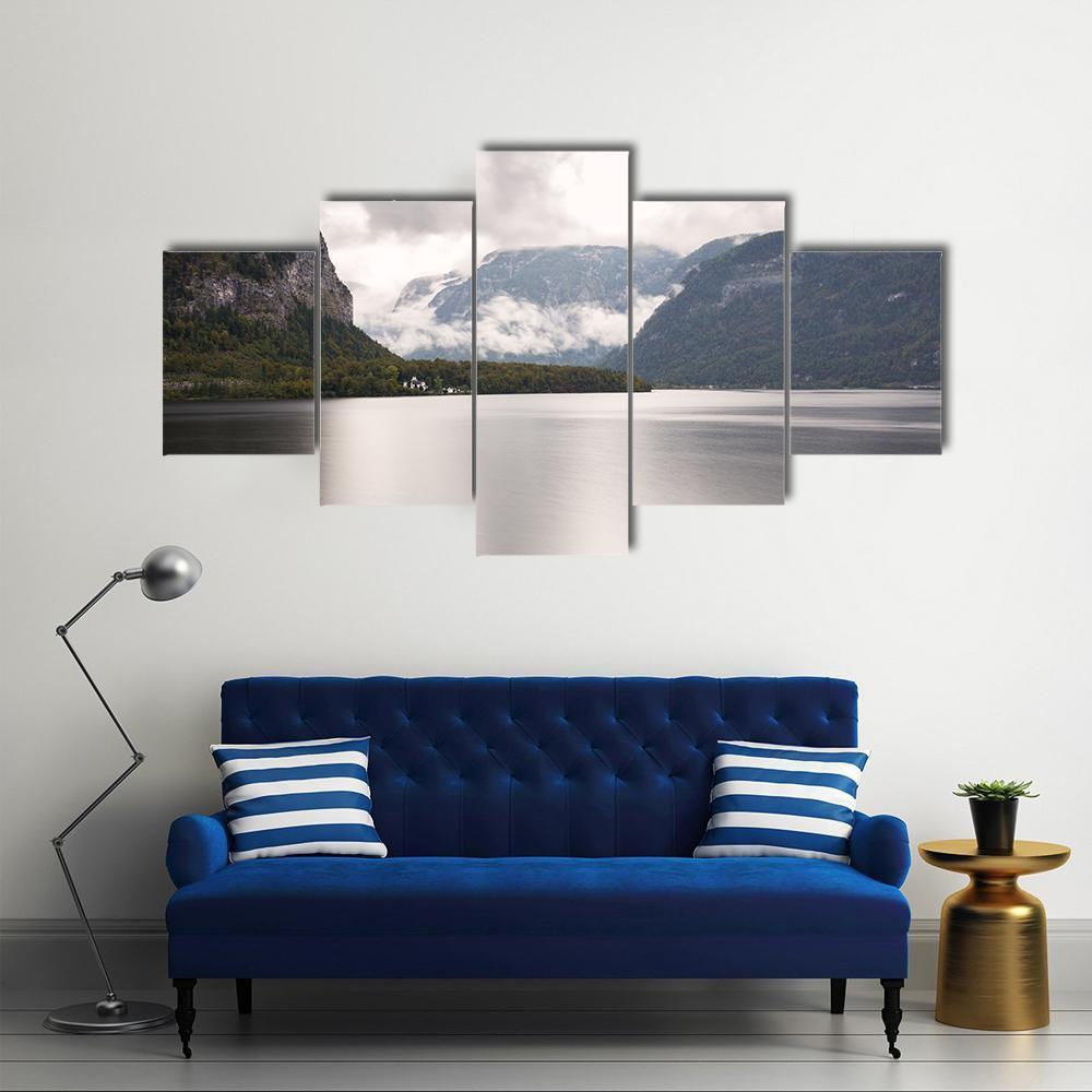 Hallstatter See Mountain Lake Canvas Wall Art-5 Star-Gallery Wrap-62" x 32"-Tiaracle