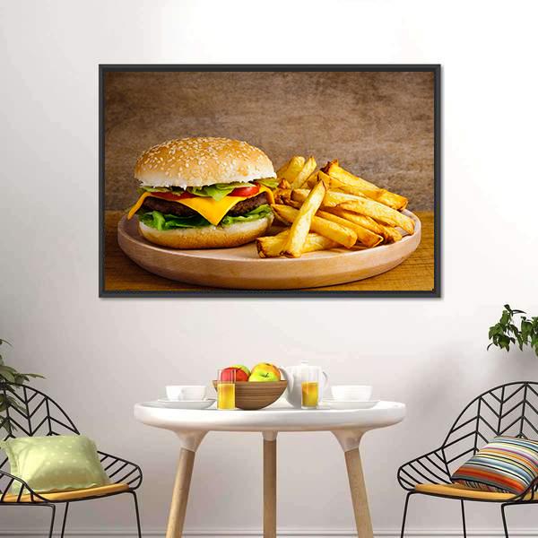 Hamburger &amp; Fries Canvas Wall Art-5 Horizontal-Gallery Wrap-22" x 12"-Tiaracle