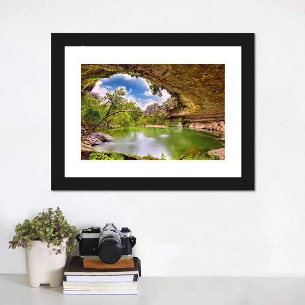 Hamilton Pool Texas Canvas Wall Art-1 Piece-Framed Print-20" x 16"-Tiaracle