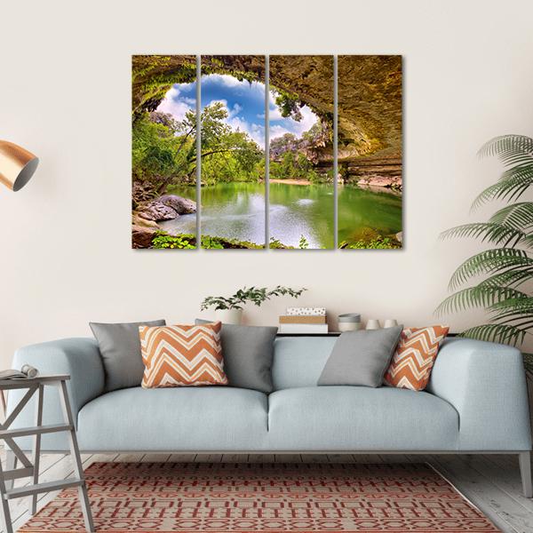 Hamilton Pool Texas Canvas Wall Art-4 Horizontal-Gallery Wrap-34" x 24"-Tiaracle