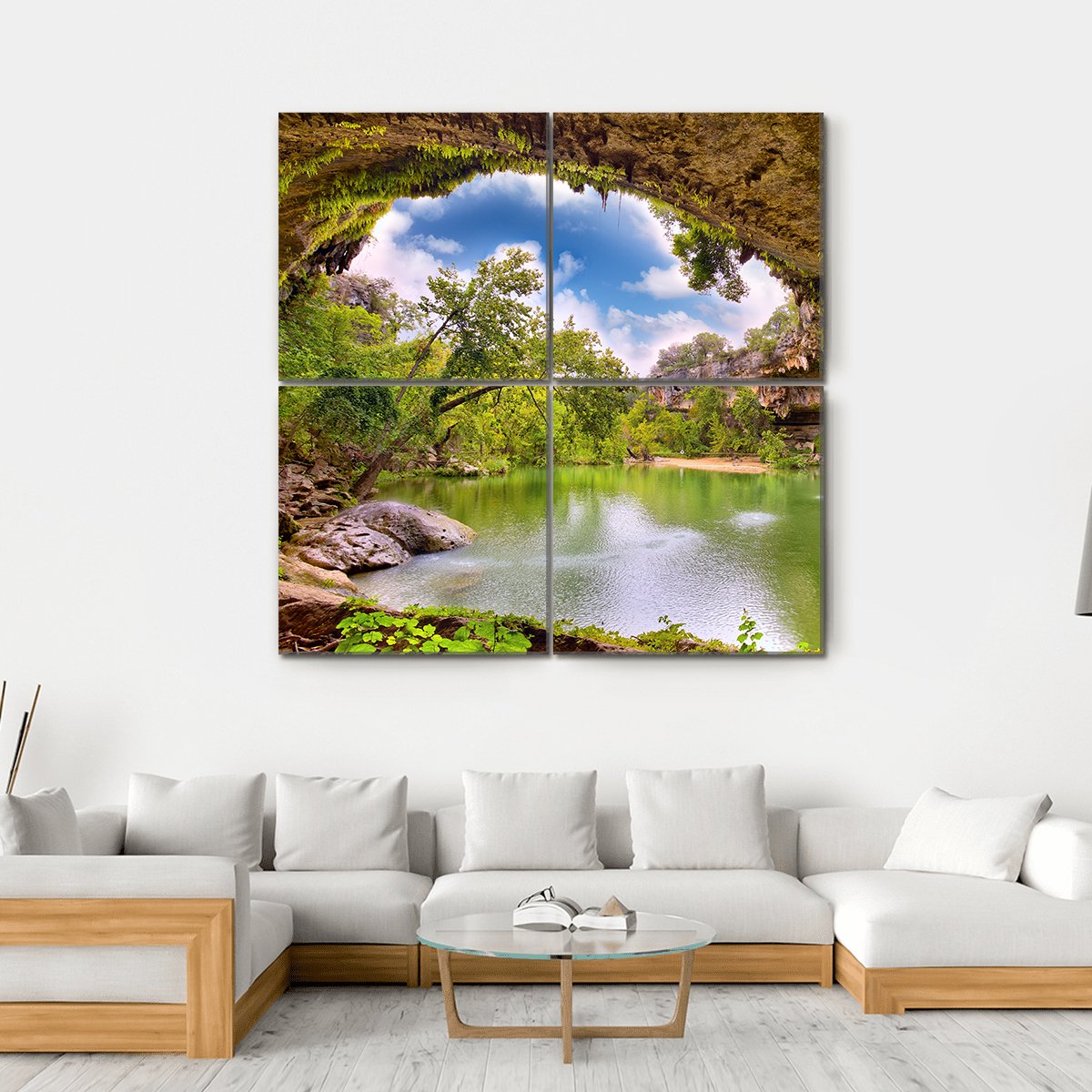 Hamilton Pool Texas Canvas Wall Art-4 Square-Gallery Wrap-17" x 17"-Tiaracle
