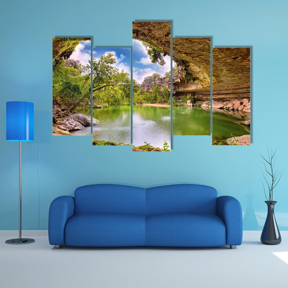 Hamilton Pool Texas Canvas Wall Art-5 Pop-Gallery Wrap-47" x 32"-Tiaracle