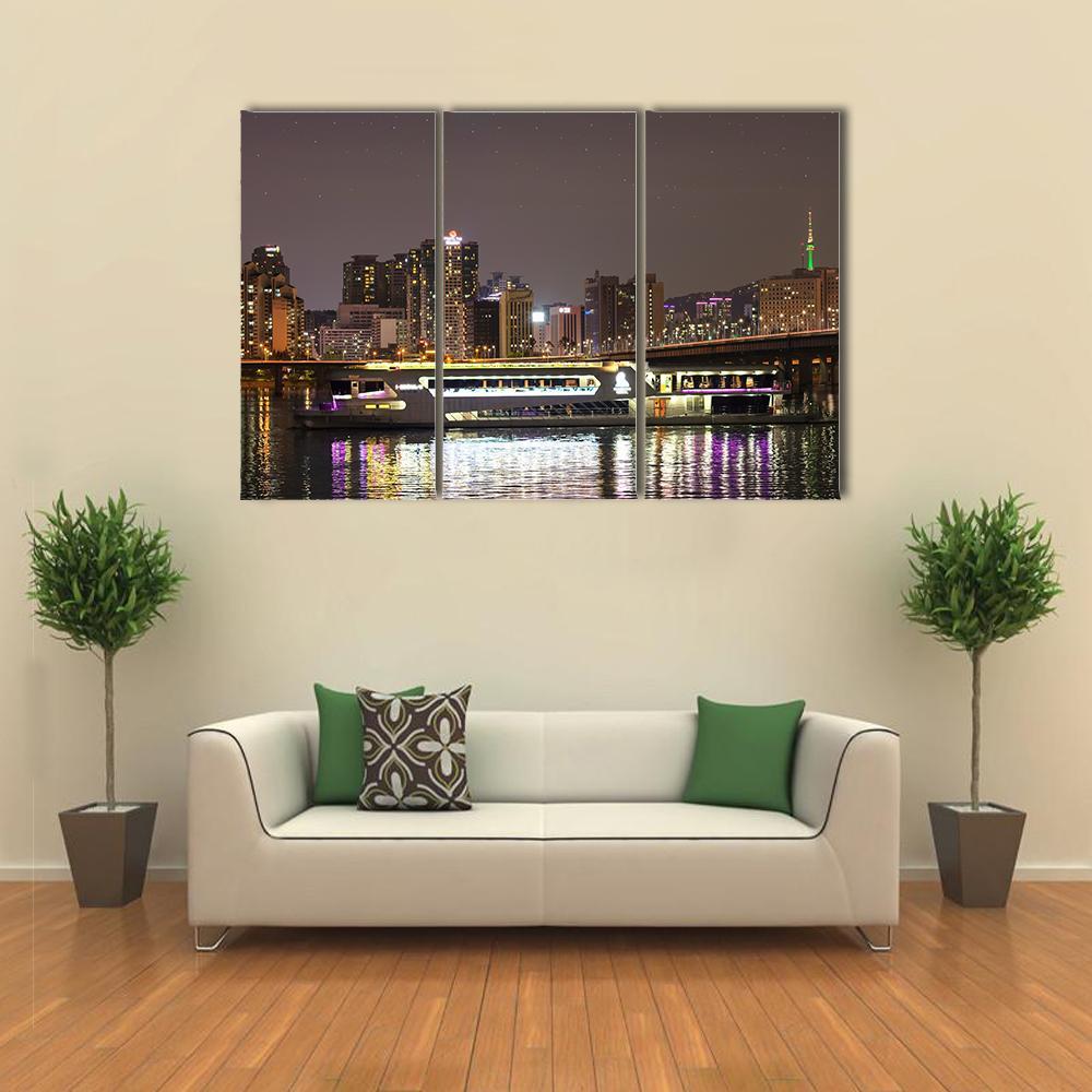 Han River Seoul City Canvas Wall Art-3 Horizontal-Gallery Wrap-37" x 24"-Tiaracle