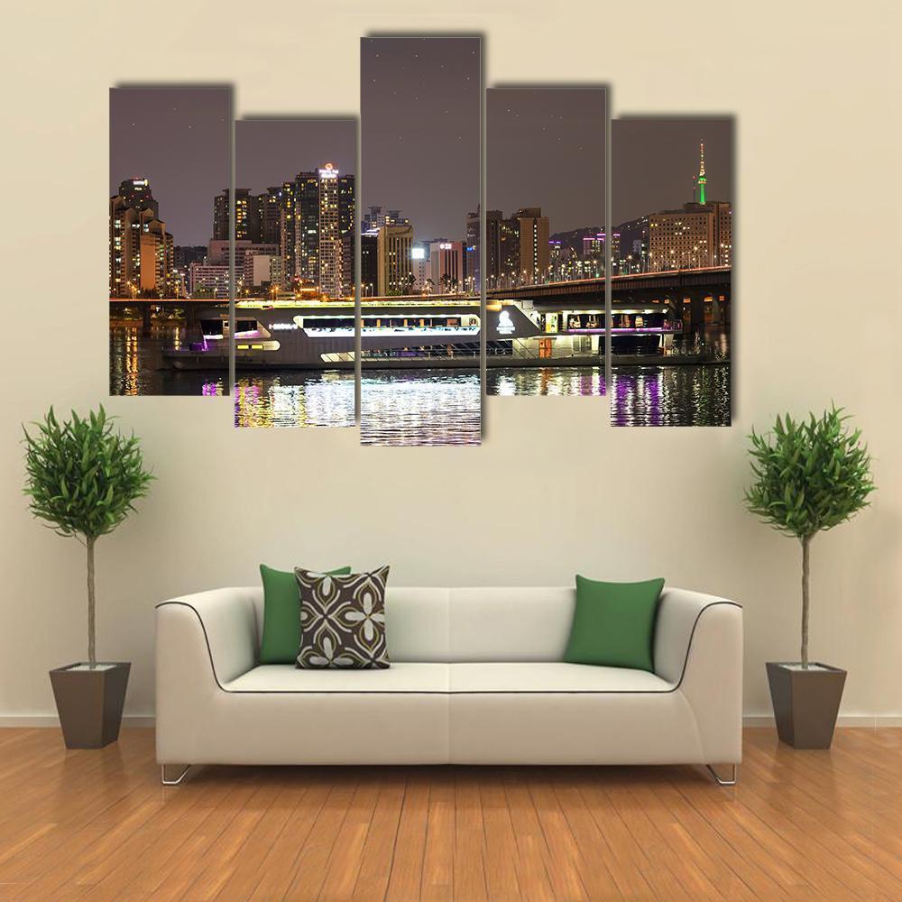 Han River Seoul City Canvas Wall Art-5 Pop-Gallery Wrap-47" x 32"-Tiaracle