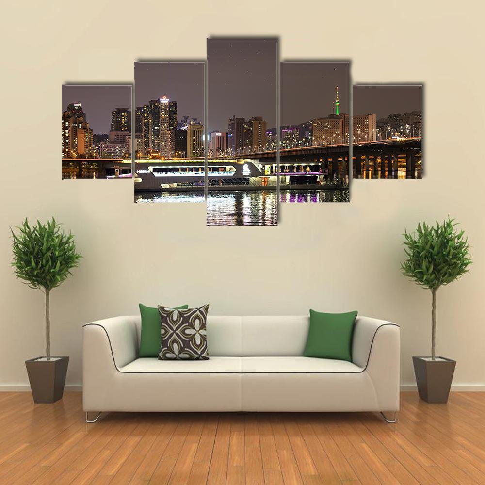 Han River Seoul City Canvas Wall Art-5 Star-Gallery Wrap-62" x 32"-Tiaracle