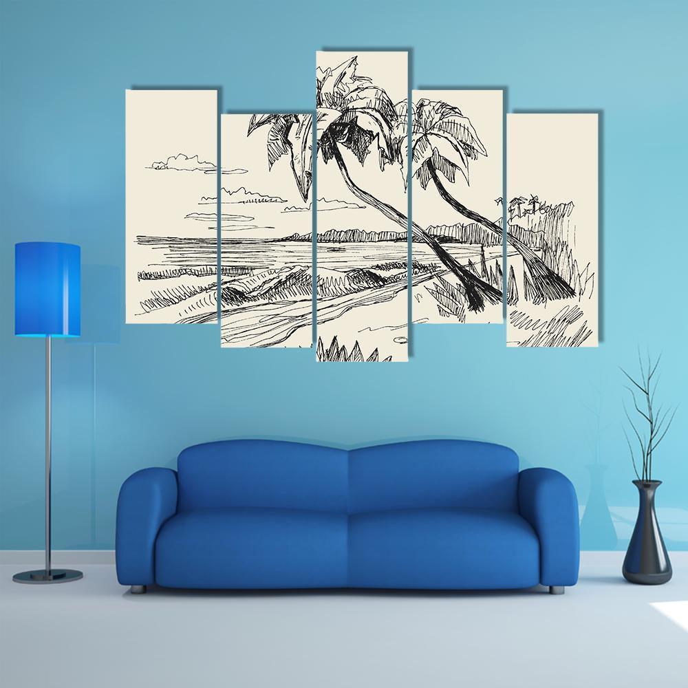 Hand Drawn Picture Canvas Wall Art-5 Pop-Gallery Wrap-47" x 32"-Tiaracle