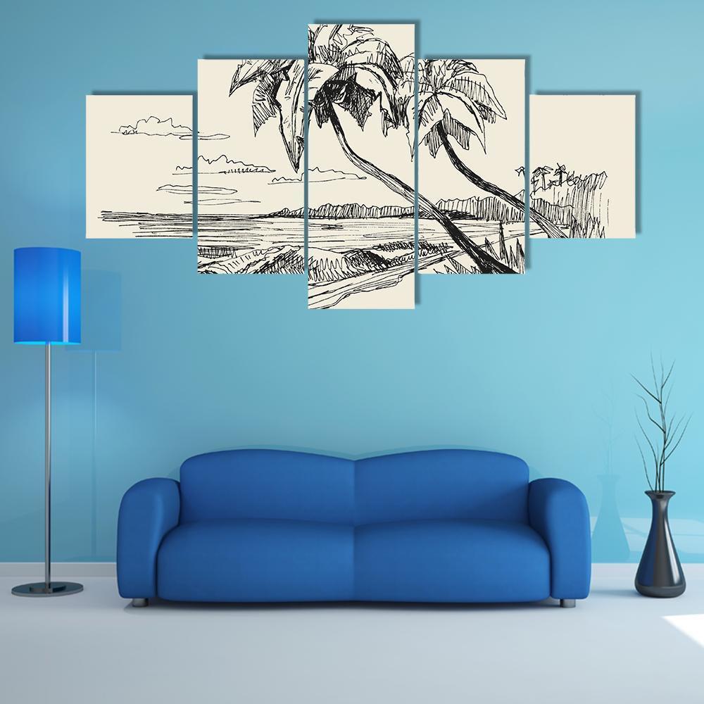 Hand Drawn Picture Canvas Wall Art-4 Pop-Gallery Wrap-50" x 32"-Tiaracle