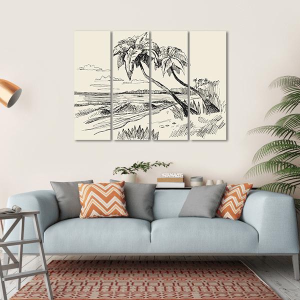 Hand Drawn Picture Canvas Wall Art-4 Horizontal-Gallery Wrap-34" x 24"-Tiaracle